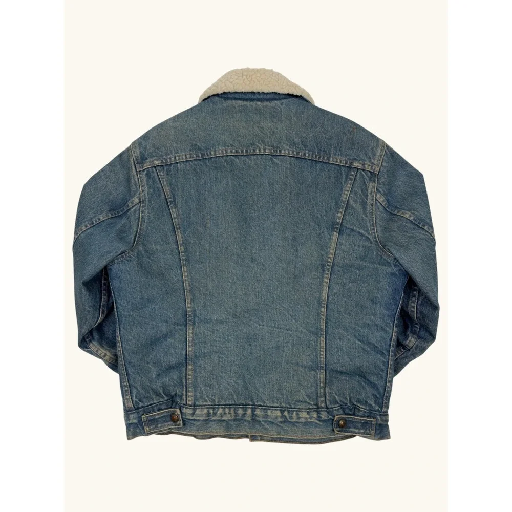 Vintage Levis Sherpa Lined Denim Trucker Jacket Mens 42 Blue Jean Coat 70608